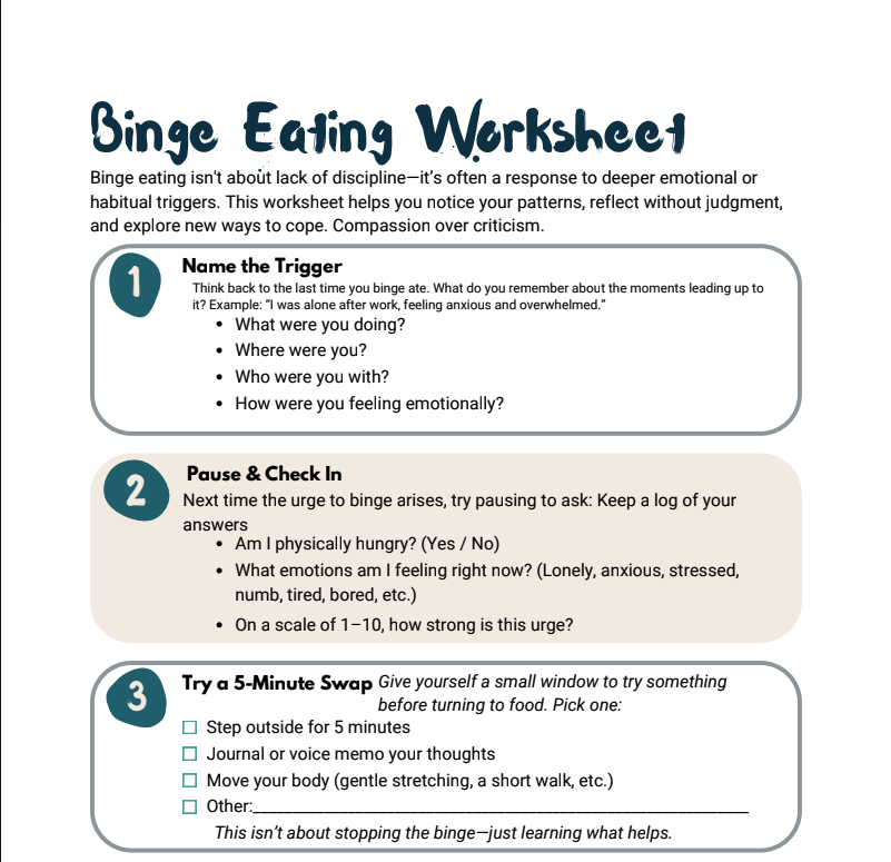 Binge Eating Worksheet (rare)