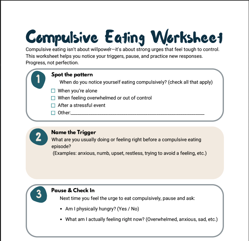 Compulsive Eating Worksheet