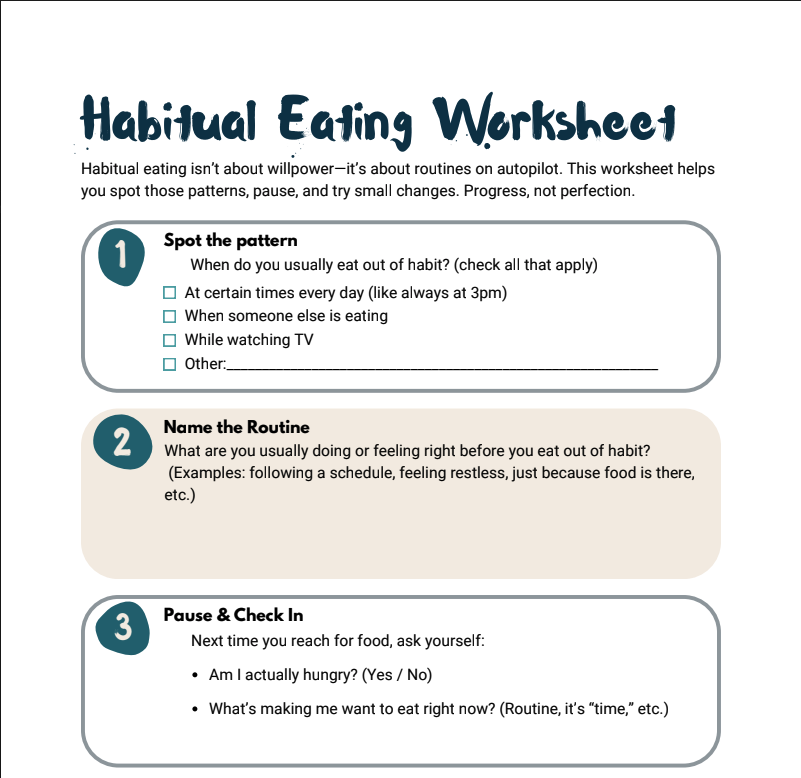 Habitual Eating Worksheet