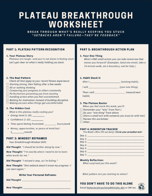 Plateau Breakthrough Worksheet