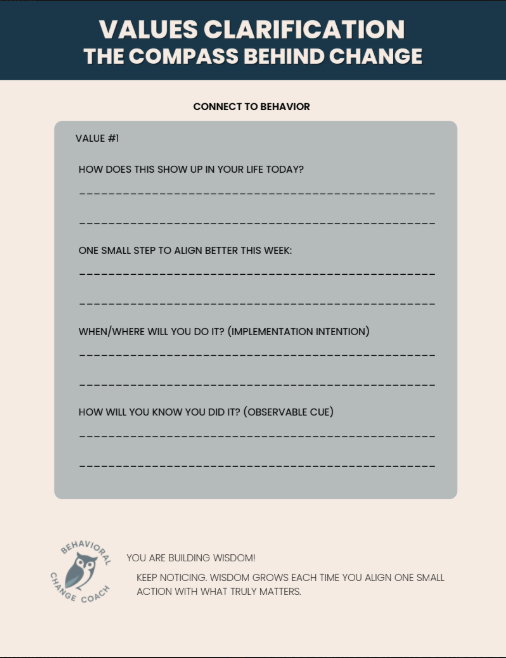 Values Clarification Worksheet